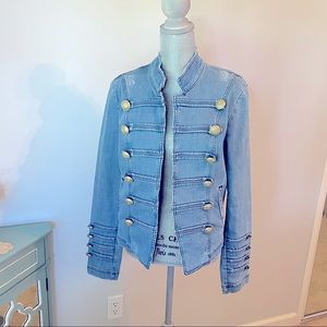 Free People Denim Military Jacket